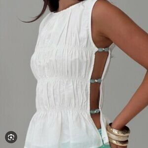 NWT Princess Polly Read My Soul Bead Detail Top White Size 4 $50